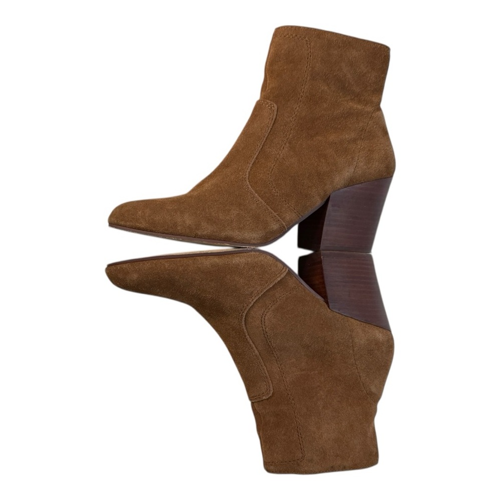 CHELSEA & VIOLET Jane Suede Leather Block Heel Ankle Boots Tan Size 8.5 Western - Picture 11 of 14